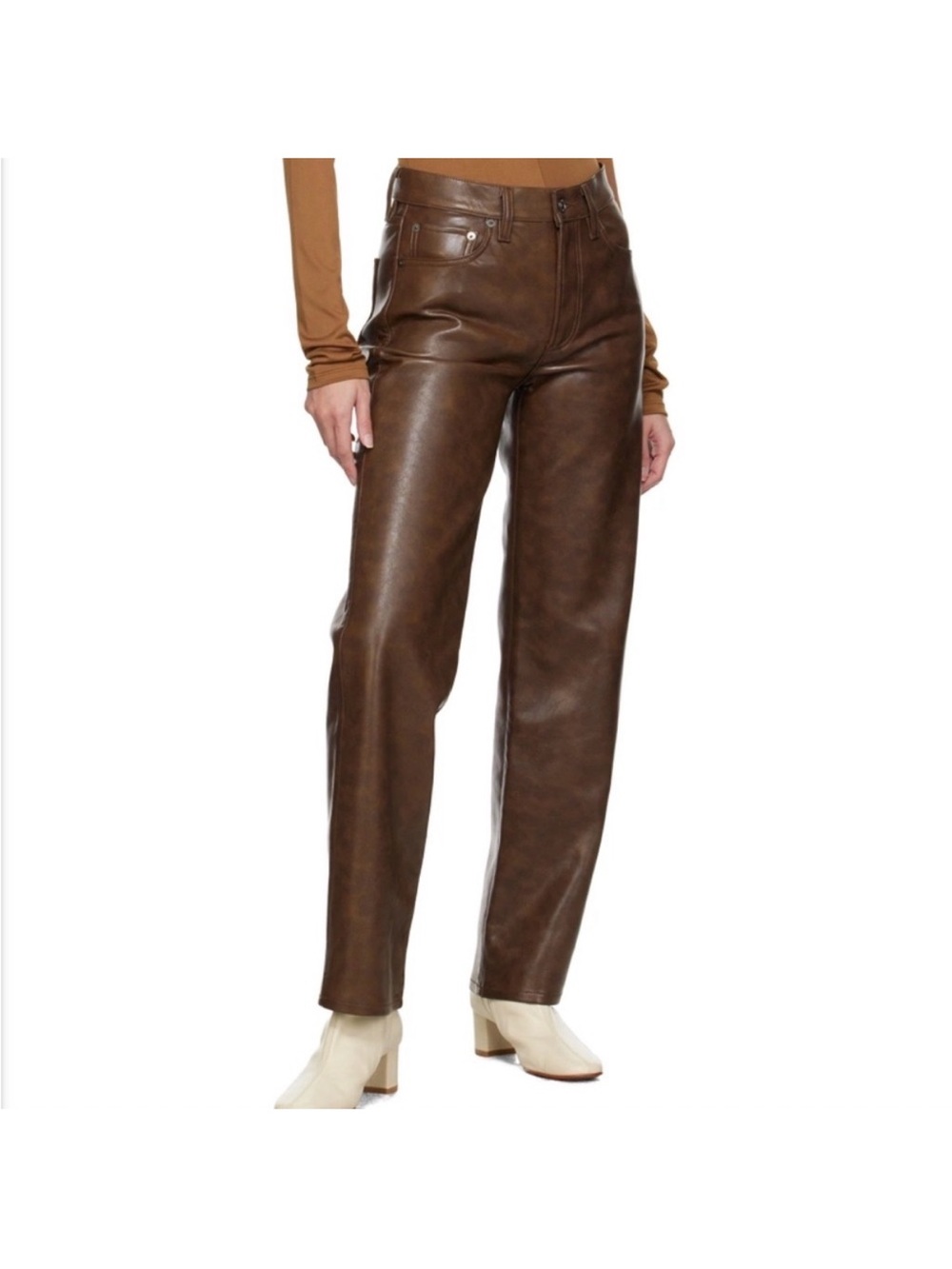 Agolde NWT 26 Brown Leather Pants